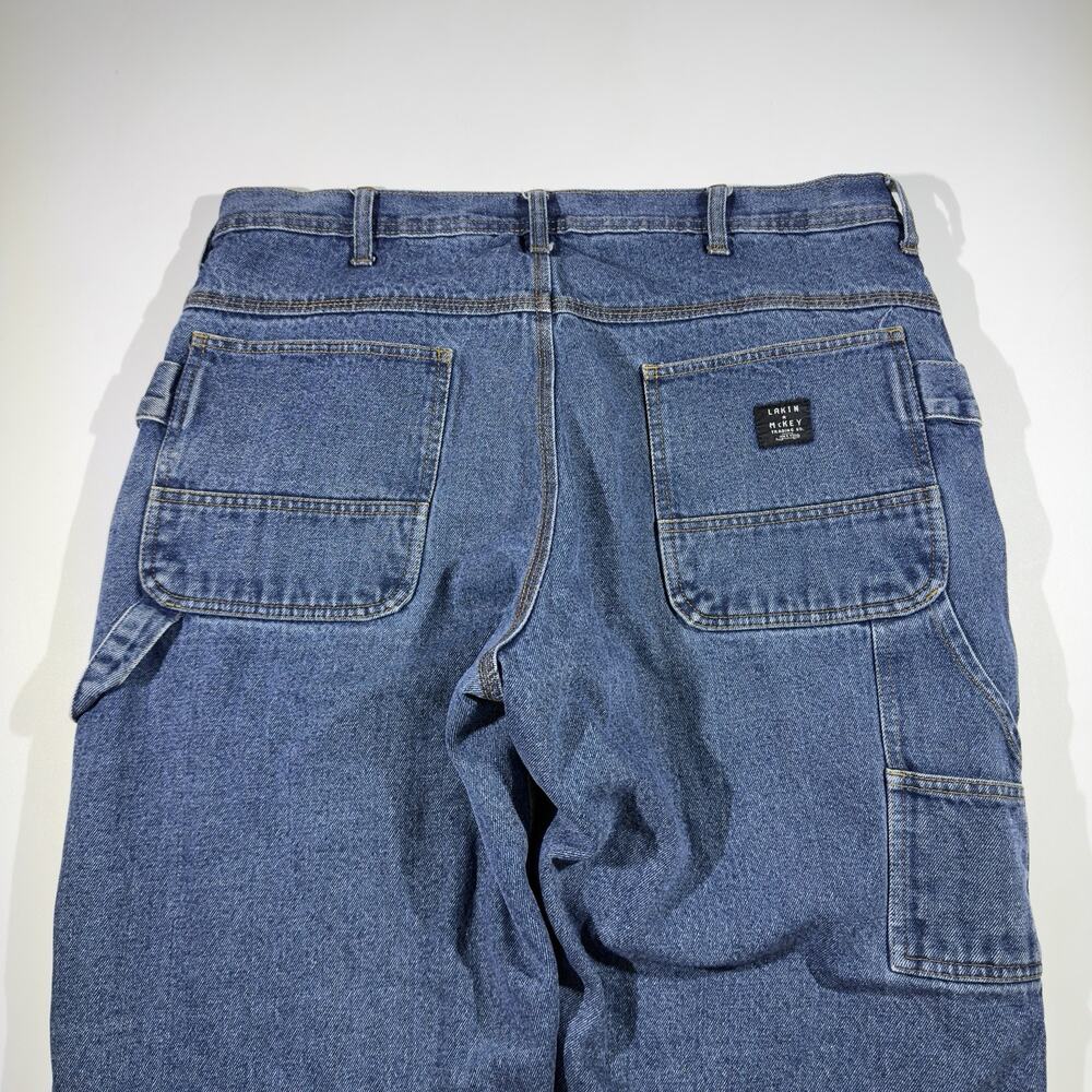 Lakin & McKey Trading Co. Flannel Fleece Lined Carpenter Jeans 36x30 Medium Blue - Picture 4 of 13